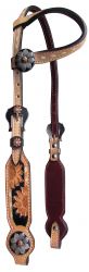 Showman Argentina cow leather single ear headstall with sunflowers